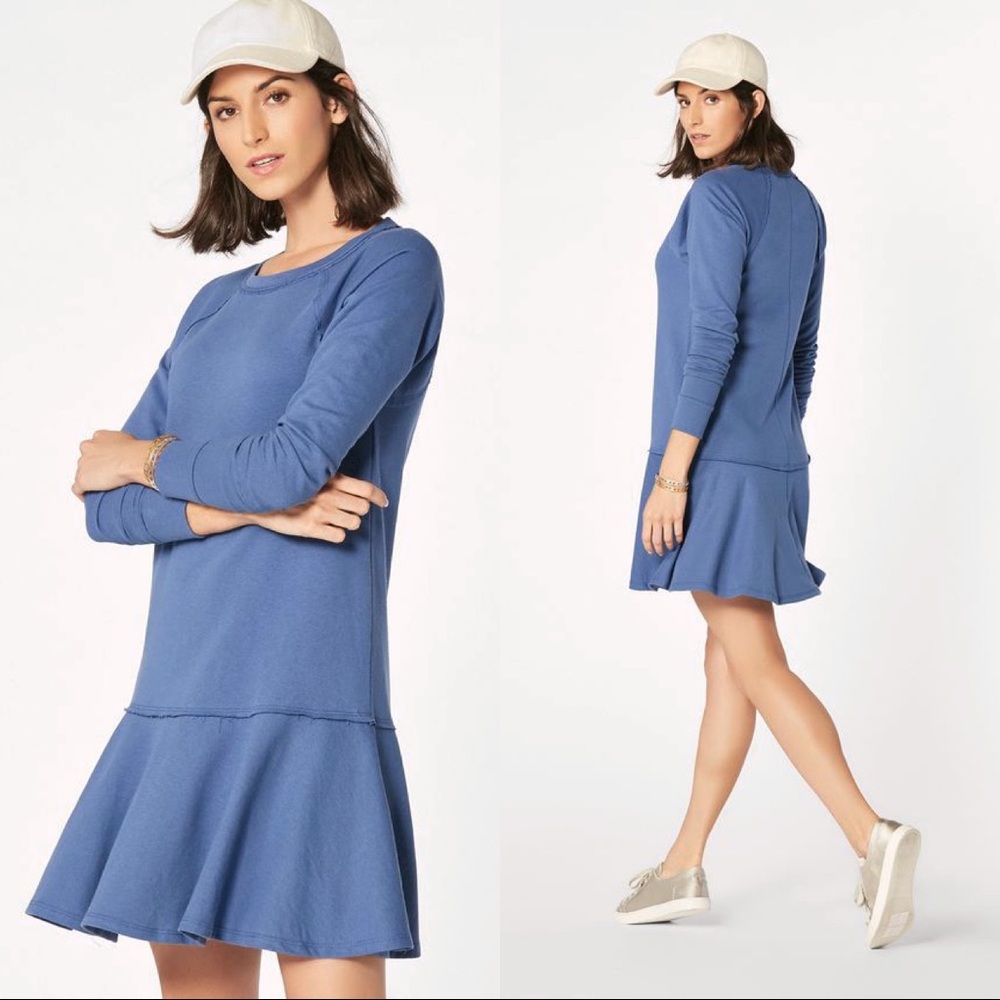Royal Blue Drop-Waist Sweater Dress
